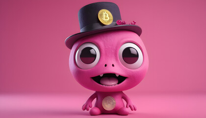 pink alien loves bitcoin