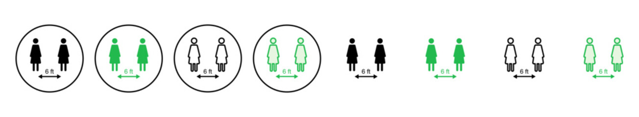 Social distancing icon set. social distance icon. self quarantine sign