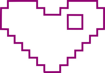 Obraz premium Heart outline pixel style vector illustration. Pixel heart Love symbol hand drawing stylized design element