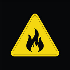 fire warning sign on black