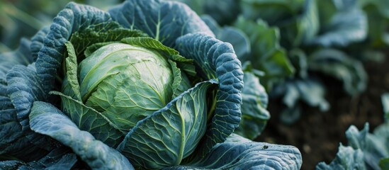 Obraz premium Cabbage thrives in gardens and fields.