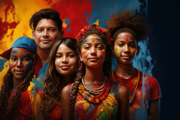 Fototapeta premium A mural depicting the beauty of diversity and the strength derived from embracing differences in cultures, backgrounds, and perspectives. Generative Ai.