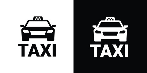 taxi car vector on black and white  - obrazy, fototapety, plakaty