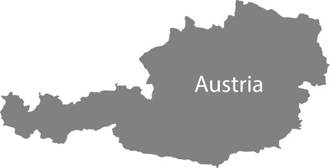 Fototapeta premium Gray map of Austria with the inscription of the name of the country inside map