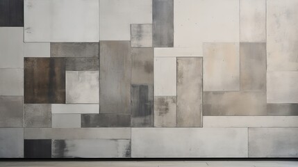 An Abstract Painting of Squares and Rectangles on a Wall