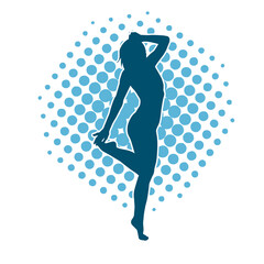 Silhouette of a slim female in dance pose. Silhouette of a woman dancing.