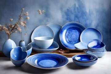 a new big and round blue porcelain dish, the brilliance of new porcelain, --no design, --no pattern