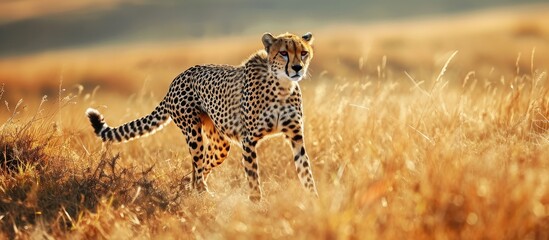 Cheetah roaming grasslands
