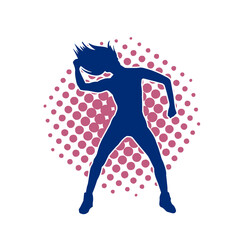 Silhouette of a slim female in dance pose. Silhouette of a woman dancing.