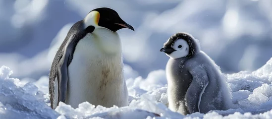 Photo sur Plexiglas Antarctique Two nearby Emperor Penguin offspring