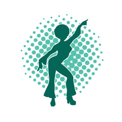 Silhouette of a slim female in dance pose. Silhouette of a woman dancing.