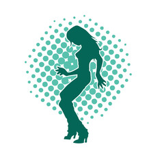 Silhouette of a slim female in dance pose. Silhouette of a woman dancing.