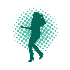 Silhouette of a slim female in dance pose. Silhouette of a woman dancing.