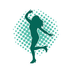 Silhouette of a slim female in dance pose. Silhouette of a woman dancing.