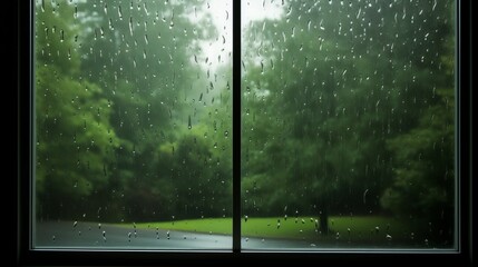 A Window That Has Rain Drops on It