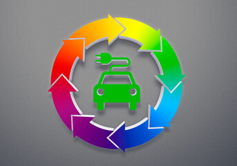 Electric car icon and convertible energy concept.