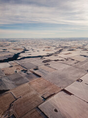 Areal view of farmland in early winter
