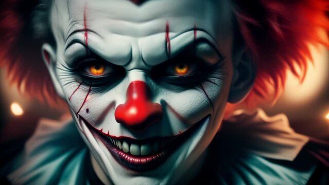Closeup Portrait of a Scary Halloween Clown