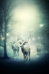 Generative AI image of reindeer in winter's cold snowy conditions on the Sweden island