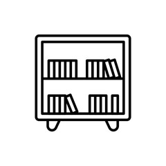 Bookshelf outline icons, minimalist vector illustration ,simple transparent graphic element .Isolated on white background
