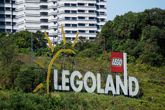 Legoland sign on the hill in Johor Bahru, Malaysia