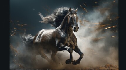 Obraz na płótnie Canvas Generative AI image of horse in the night