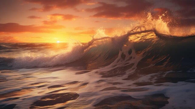 Generative AI image of  sunset over the sea