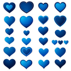 Blue heart icons set vector
