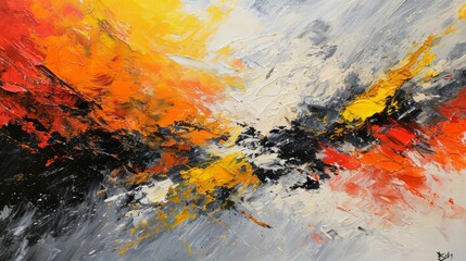 A canvas features a beautiful art piece, the big brush strokes and intense oil paint creating an abstract masterpiece.
