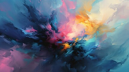 Obraz na płótnie Canvas A vibrant digital painting showcases a blue and pink cloud, creating a stunning piece of art.