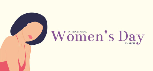 International Women's Day horizontal banner template. Women's Day vector illustration.