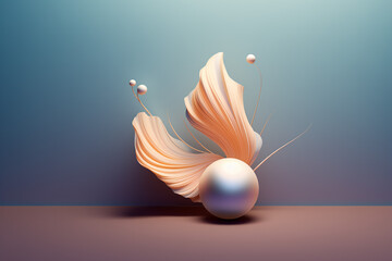 Abstract pastel shell sculpture with pearl