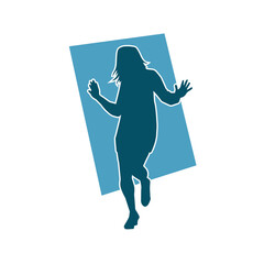 Silhouette of a slim female in dance pose. Silhouette of a woman dancing.