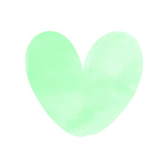 Vector green heart watercolor illustration on white