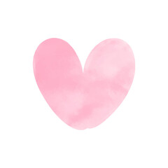 Vector pink heart watercolor illustration on white