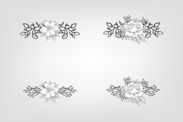 Set botanic blossom floral elements Decorative for Invitation