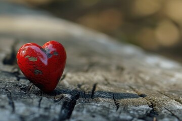 Fototapeta premium Symbolic serenade: A red heart, a visual portrayal of the deep and lasting love on Valentine's Day