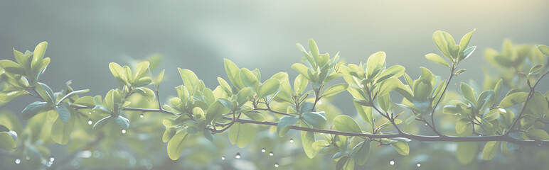 Obraz premium Green Leaves Landscape(For Banner). Generative AI