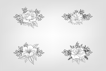 Set botanic blossom floral elements Decorative for Invitation