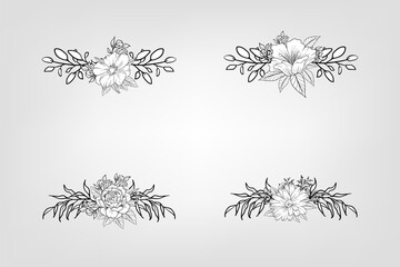 Set botanic blossom floral elements Decorative for Invitation