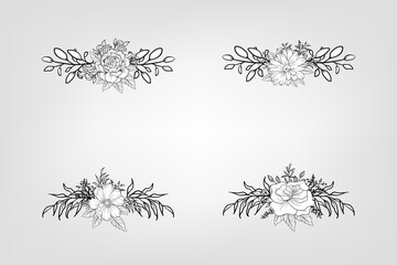 Set botanic blossom floral elements Decorative for Invitation