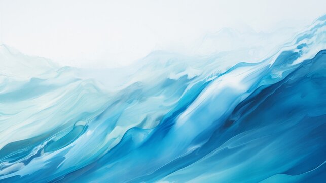 A painting of blue waves on a white background