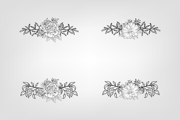 Set botanic blossom floral elements Decorative for Invitation