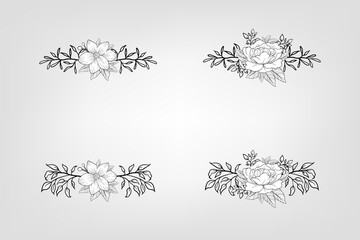 Set botanic blossom floral elements Decorative for Invitation