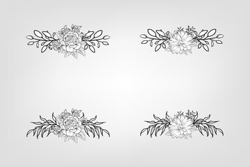 Set botanic blossom floral elements Decorative for Invitation