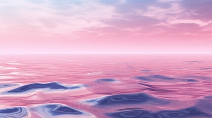 A painting of a pink sky and water