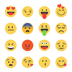 Vector mixed emoji set on white background