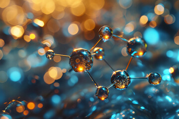 Abstract nano molecular structure. H2 hydrogen