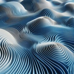 Fototapeta na wymiar Three dimensional render of blue wavy pattern