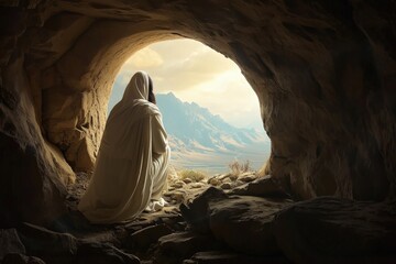 Resurrection moment: jesus christ's rebirth, the unveiling of the tomb in the sacred cave, a divine narrative of hope, faith, and spiritual awakening in Christian tradition Easter